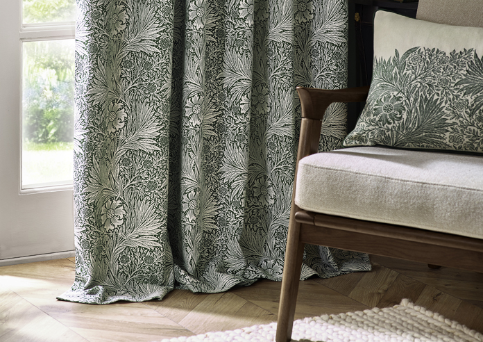 Marigold Pencil Pleat, Leaf Green - Ready Made Curtains - Image 6